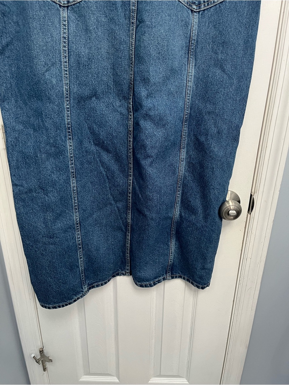 Jean Denim Maxi Skirt Old Navy Mid-Rise Med Wash 16 Front Zip NEW Front Slit - Picture 12 of 15